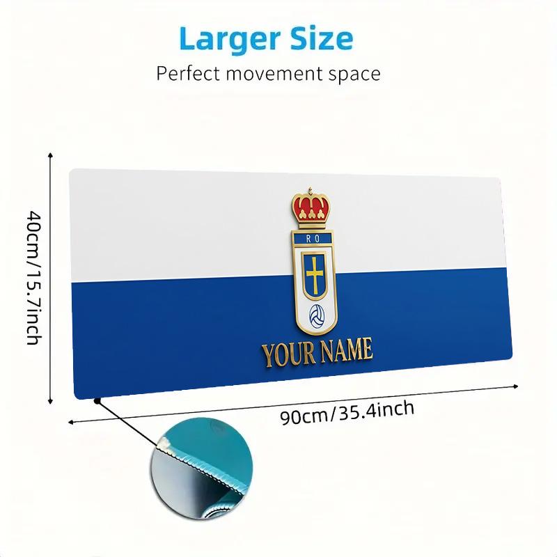 Real Oviedo Benutzerdefinierter Name Große Größe Mauspads Große Gaming-Tischunterlage Rutschfest Laptop Tablet Großes Mauspads XXL Matte Mini-PC-Spielmatte Mit Verriegeltem Rand