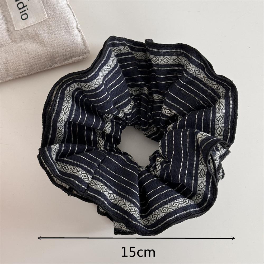 Korea Square Striped Cloth Scrunchies Women Girl Elastic Hair Rubber Band Accessories Tie Hair Ring Rope Headdress Headwear