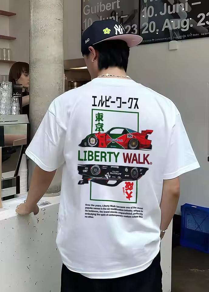 LBWK Liberty Walk Tokio Závodní auto Potisk Tričko Pánské Japonská Driftová Kultura Bavlna Ležérní Unisex Tričko