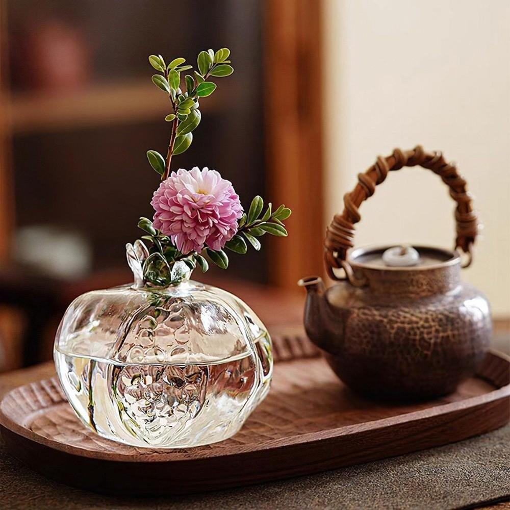 Creative Transparent Pomegranate Glass Vase Red Decorative Hand-Blown Glass Vase Pomegranate Flower Pot Wedding Decoration