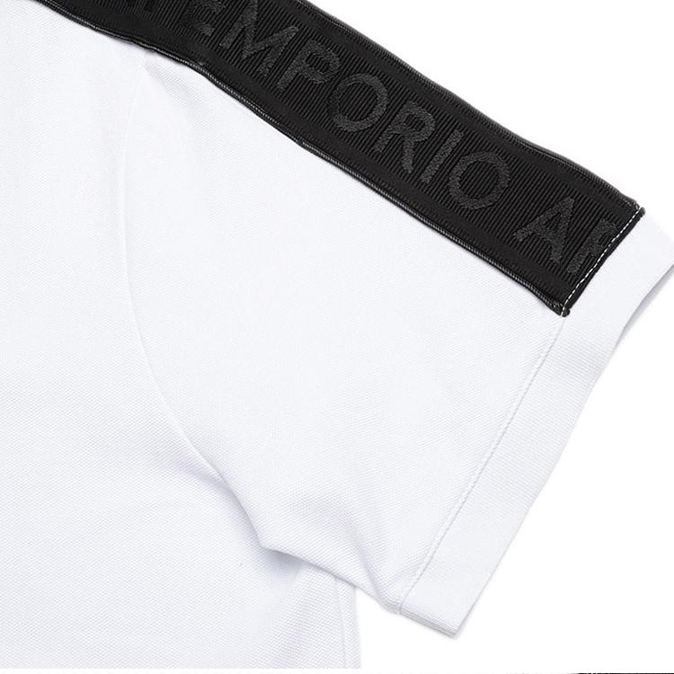 Emporio Armani SS23 Color Block Shoulder Letter Strap Short Sleeve Polo Shirt Men tops White 3R1FG2-1JCYZ-0100