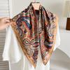 White polka dot peony flower small square scarf cotton and linen silk scarf women's high-end neck yarn air-conditioned room scarf shawl thin