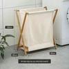 Cesto Portabiancheria Pieghevole in Legno e Rattan in Stile Nordico e Giapponese