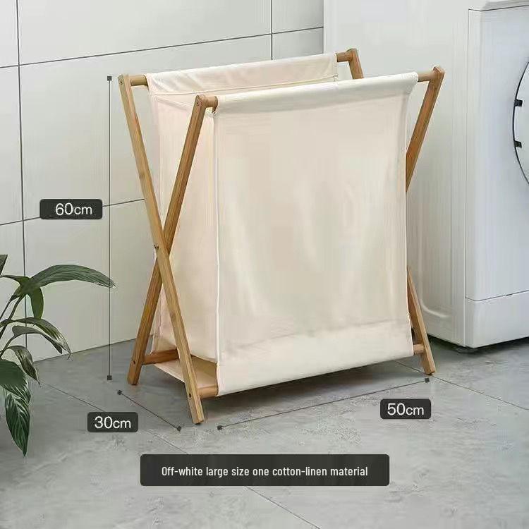 Cesto Portabiancheria Pieghevole in Legno e Rattan in Stile Nordico e Giapponese