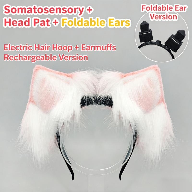 Electric Cats Foxes Ears Hairhoop Headwear Movable Animal Ears Headbands Halloween Christmas Cosplay Costume Accessory