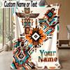 Native American Totem Theme Personalized Blanket Custom Name Print Cozy Flannel Household Blanket 1pc