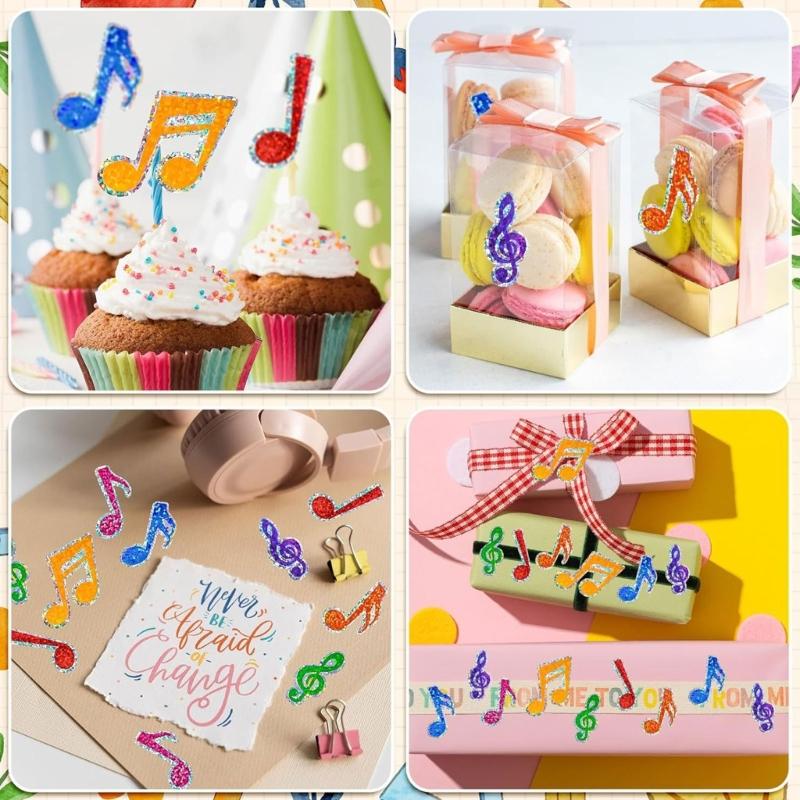 Colorful Glittering Musical Note Sticker Peeling and Stick Waterproof Decoration Adhesive Decal for Classroom Decors