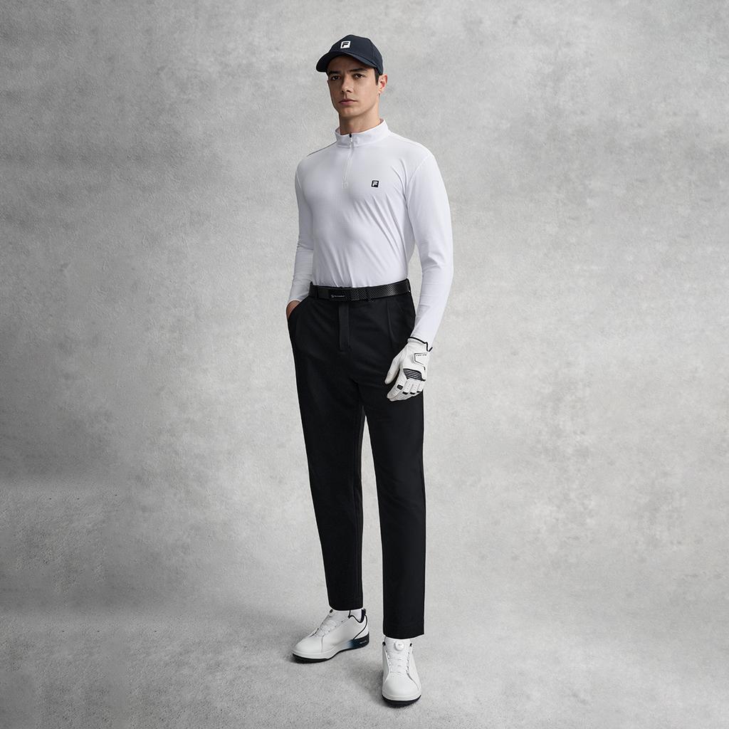 FILA Golf Series Fashion Simple Sports Golf Versatile Comfortable Straight Leg Woven Casual Pants Men bottoms Deep-Black A11M615801FBK