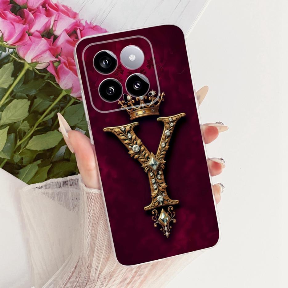 For Xiaomi Mi 14 Pro Case Cute Crown Letters Cover Clear Silicone Soft Slim Phone Case For Xiaomi 14 Pro Mi14 Pro 5G Fundas Bags