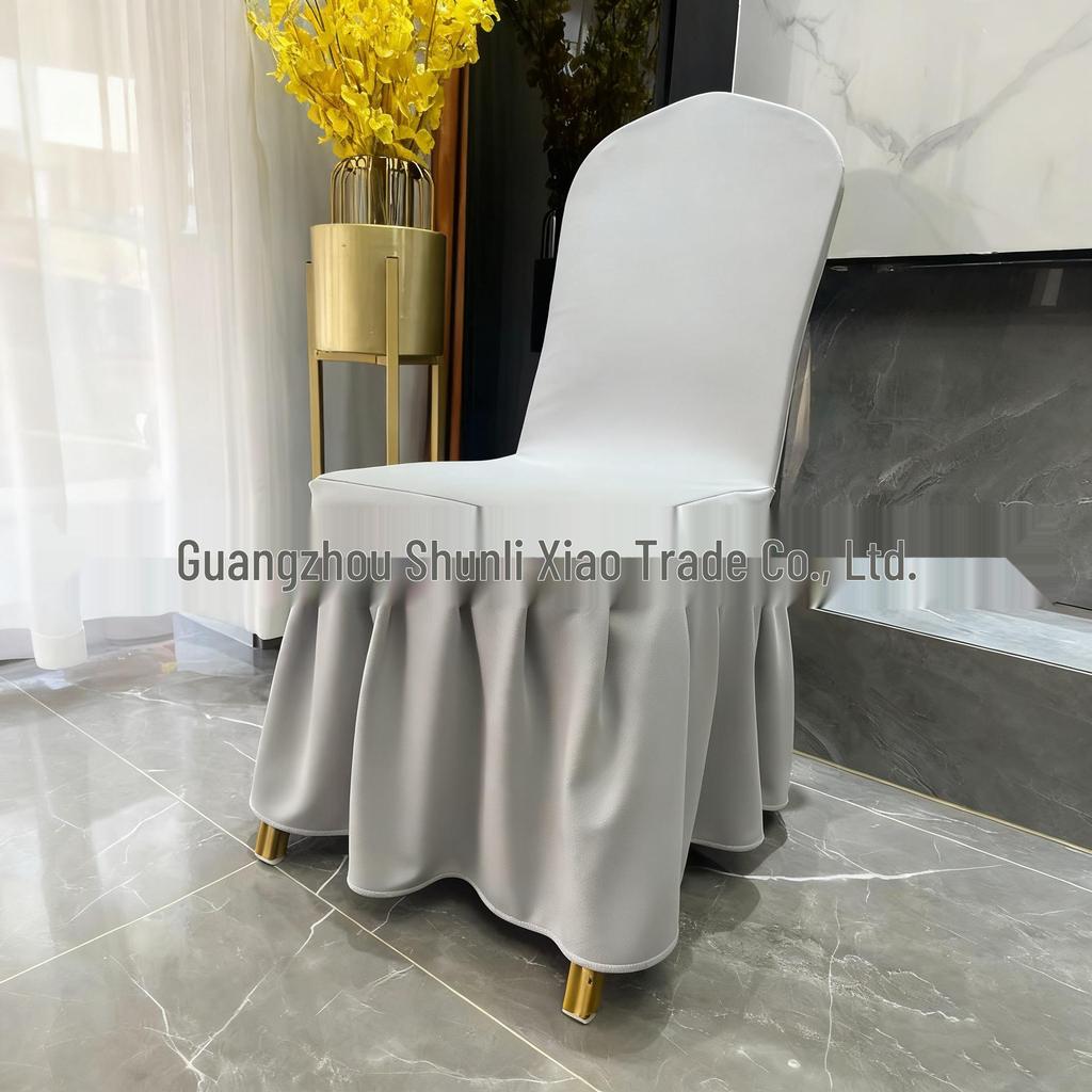 Thickened Twill Pleated Chair Cover with Bow Decoration for Weddings and Banquets