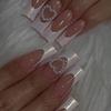 Square Nail Tips Fake Nail Glues On Nail Stick On Nail Heart Pearls Press On Nail Artificial False Nail for Womens Girls