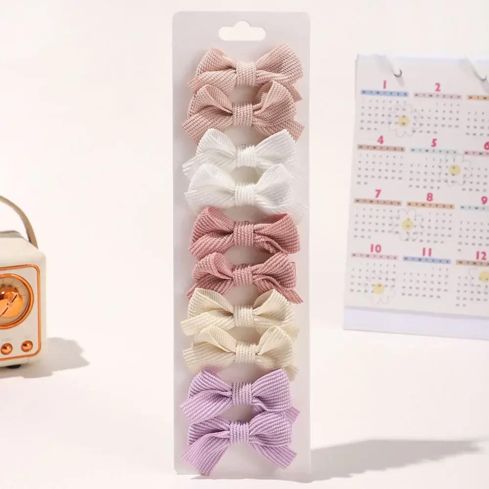 10pcs/set Cute 2'' Solid Ribbon Hair Bows Clip for Women Girls Princess Handmade Mini Bowknot Hairpin Barrette Hair Accessories