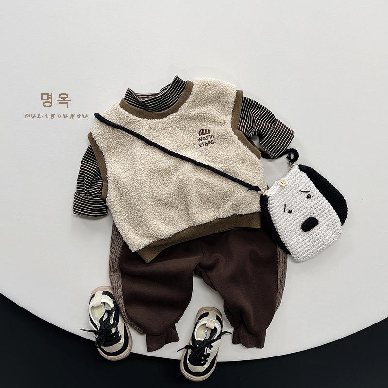 Kids Color Block Fleece Lined Warm Sleeveless Vest Unisex Children