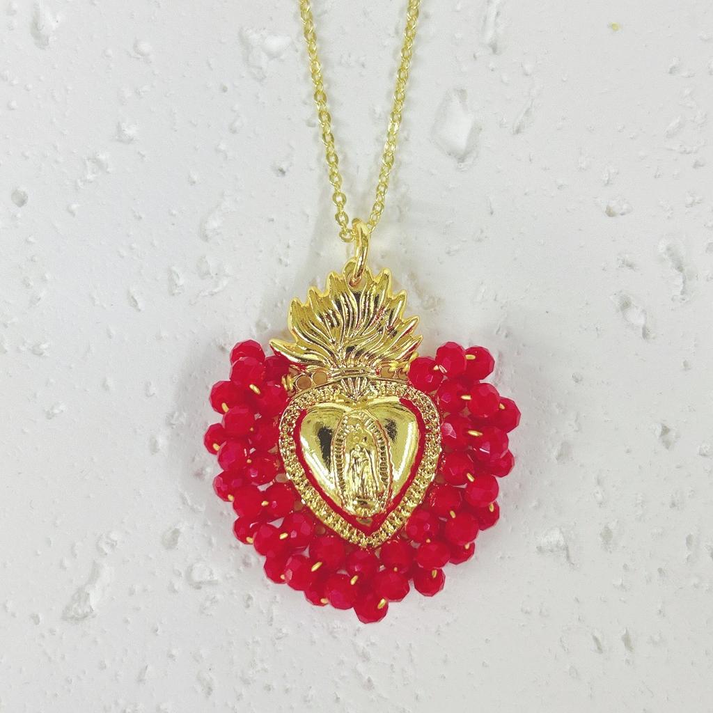 Europäische und amerikanische beliebte handgefertigte Kristallkrone Kupfer Liebe Jungfrau Halskette Anhänger Damenschmuck Geschenk