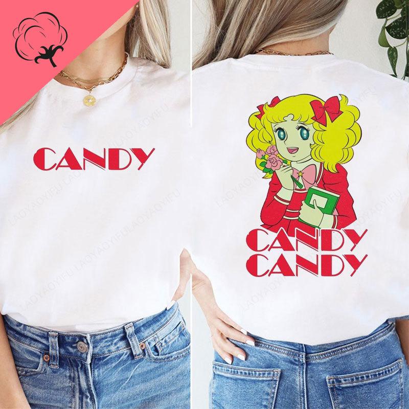 Kawaii Candy Tshirt Print Streetwear Harajuku Cartoon Fashion Shoujo Girl Style Clothes Short Sleeve Casual Female Graphic Tees