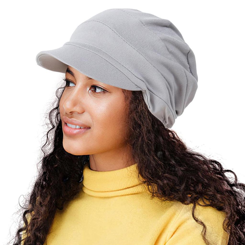 Solid Color Versatile Travel Headscarf Hat with Multicolor Brim