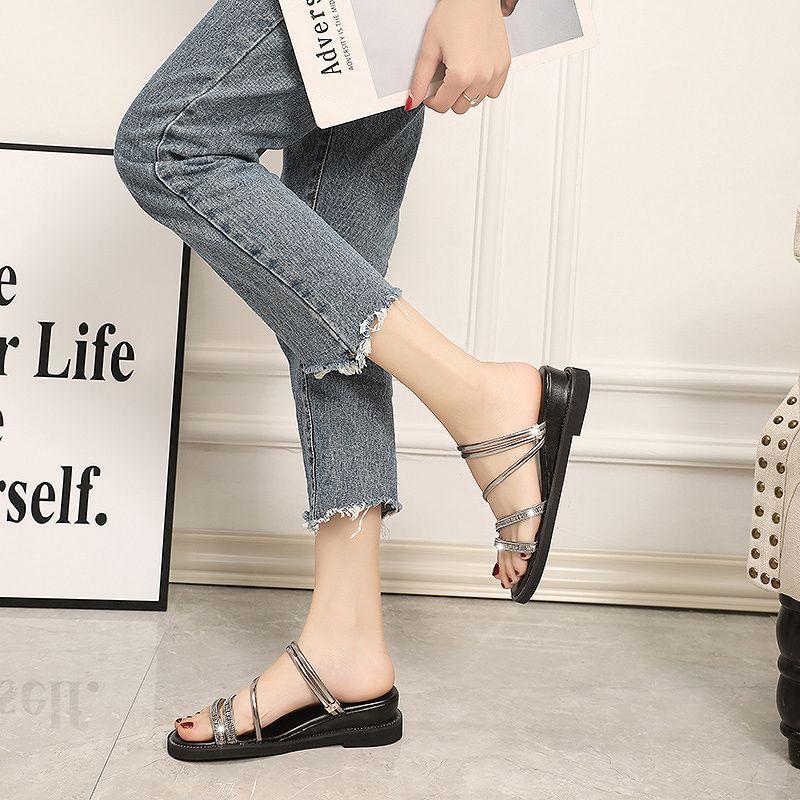 Fashion Open Toe Sandals for Women Roman Style Flat Rubber Woman Shoes Diamond Luxury Summer Anti Slip Hot Daily 2025 On Sale Wholesale