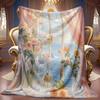 Cozy Floral Window Design Fleece Throw, Featuring a Soft High-Definition Digital Print. Ideal for All Seasons, This Breathable 100% Polyester Blanket