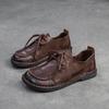 High quality 2CM 2025 Spring New Soft Leather Soft Sole Vintage Style Single Shoe Front Lace Casual Comfortable Women's Shoe