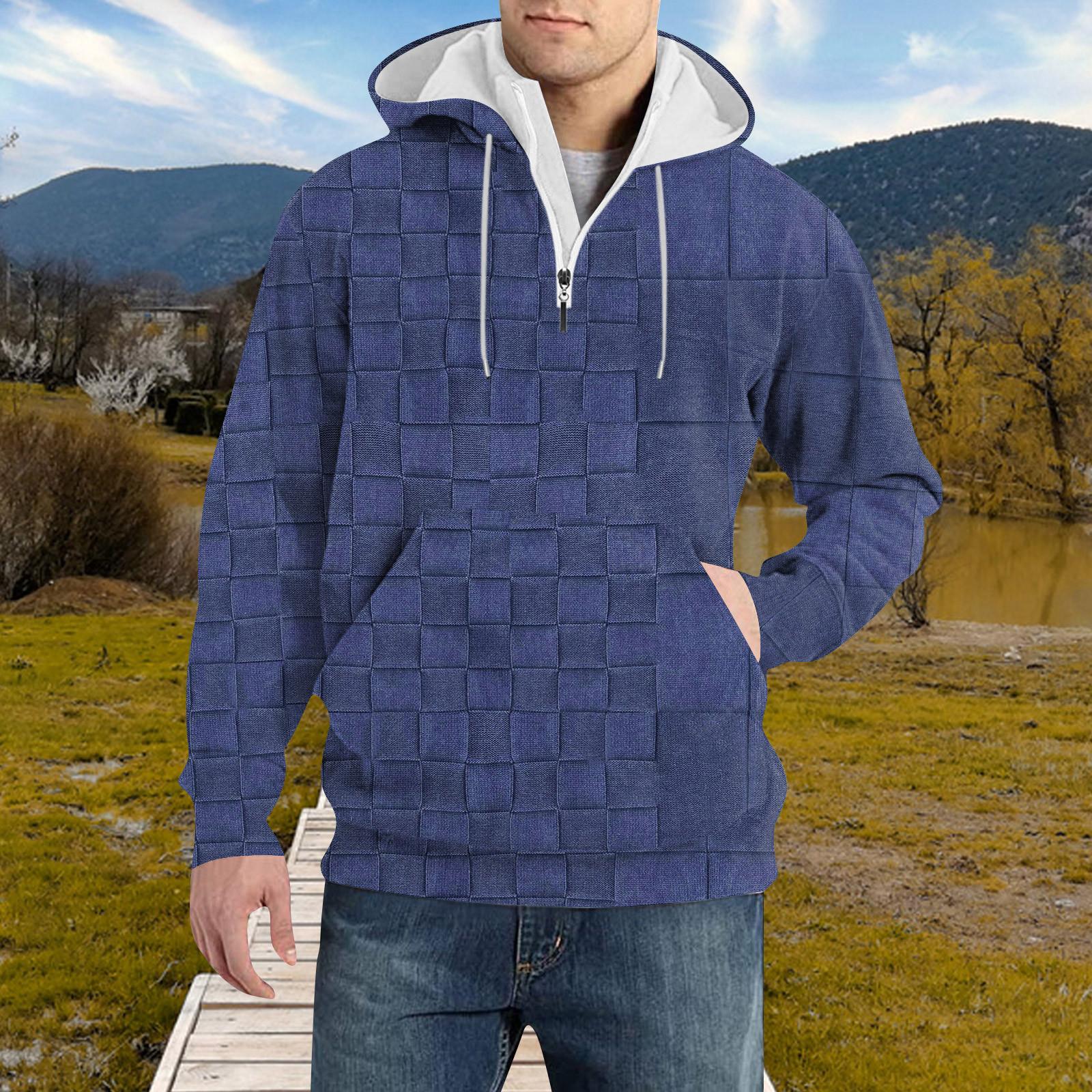 

Весенне-осенняя мужская толстовка с воротником-стойкой на открытом воздухе, повседневные свитера, топы L синий