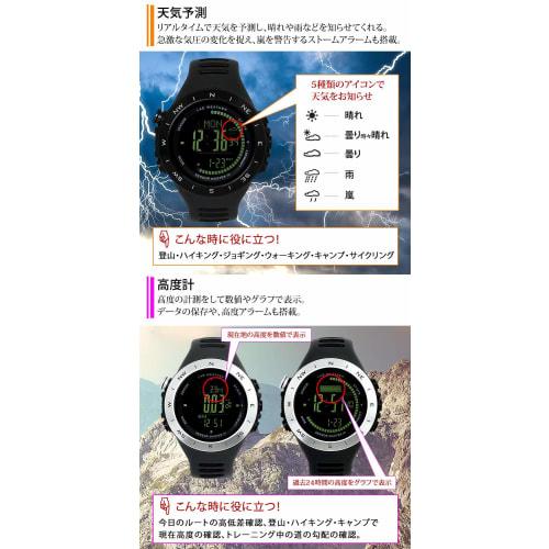 Montre numérique RadWeather avec thermomètre, podomètre et résistance à l'eau 100m (Entièrement Noir Inversé)