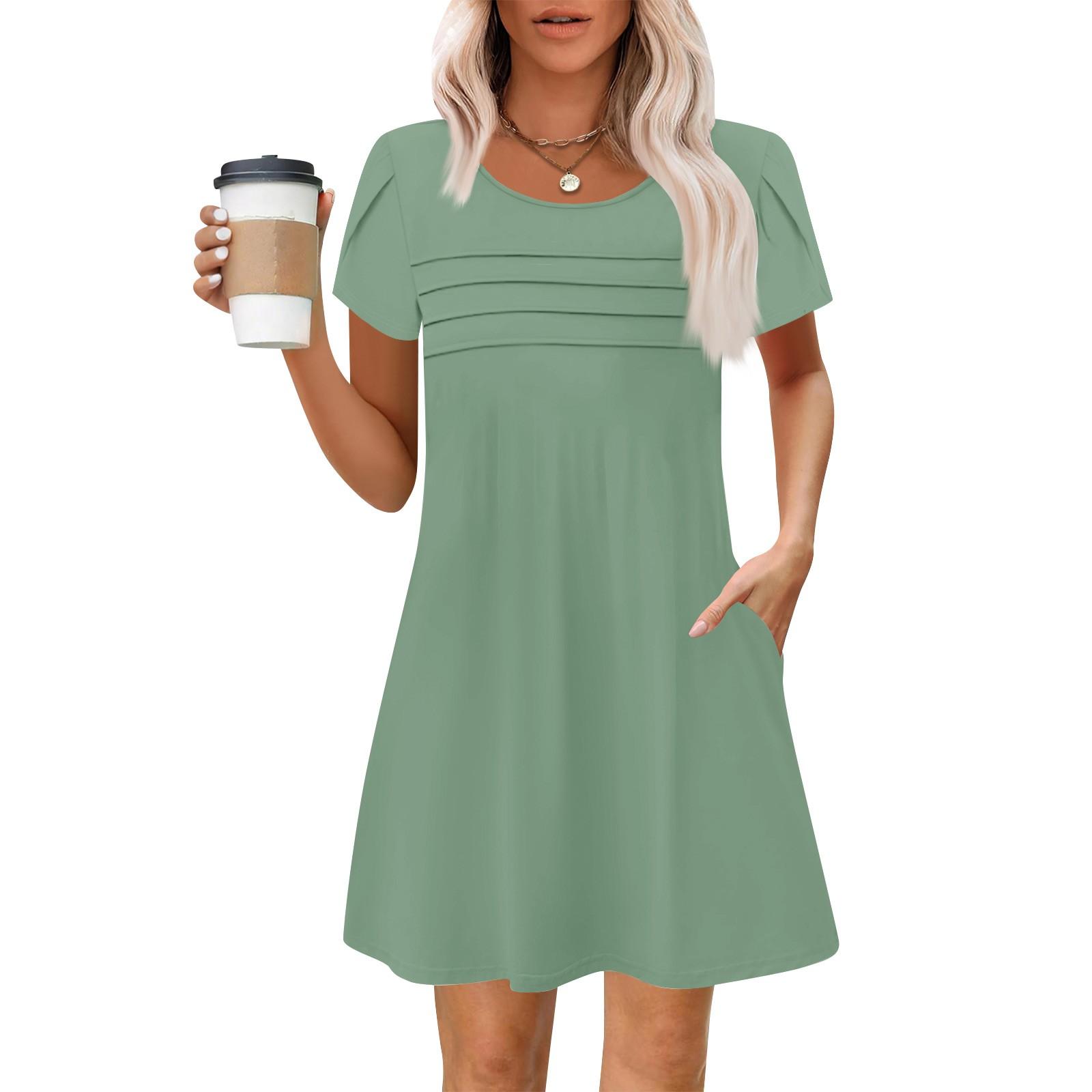 Женские летние повседневные лепестковые узкие полосатые плиссированные однотонные платья XXL