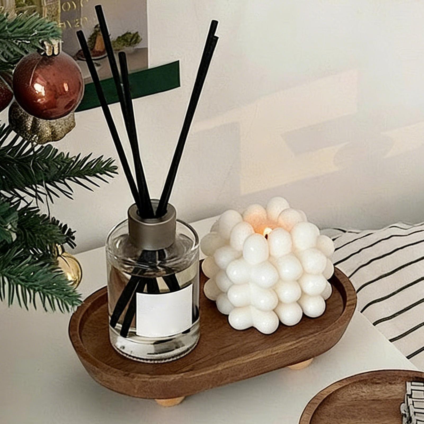 

Creative Brown Jewellery Display Trays Round Oval Wood Wood Pedestal Stand Perfume Organizier Desktop Display Plate Tabletop CN