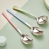 2Pcs 410 Stainless Steel Luxury 4 Color Handle Spoon For Family Dinner Tableware Restaurant Flatware Soup Ladle