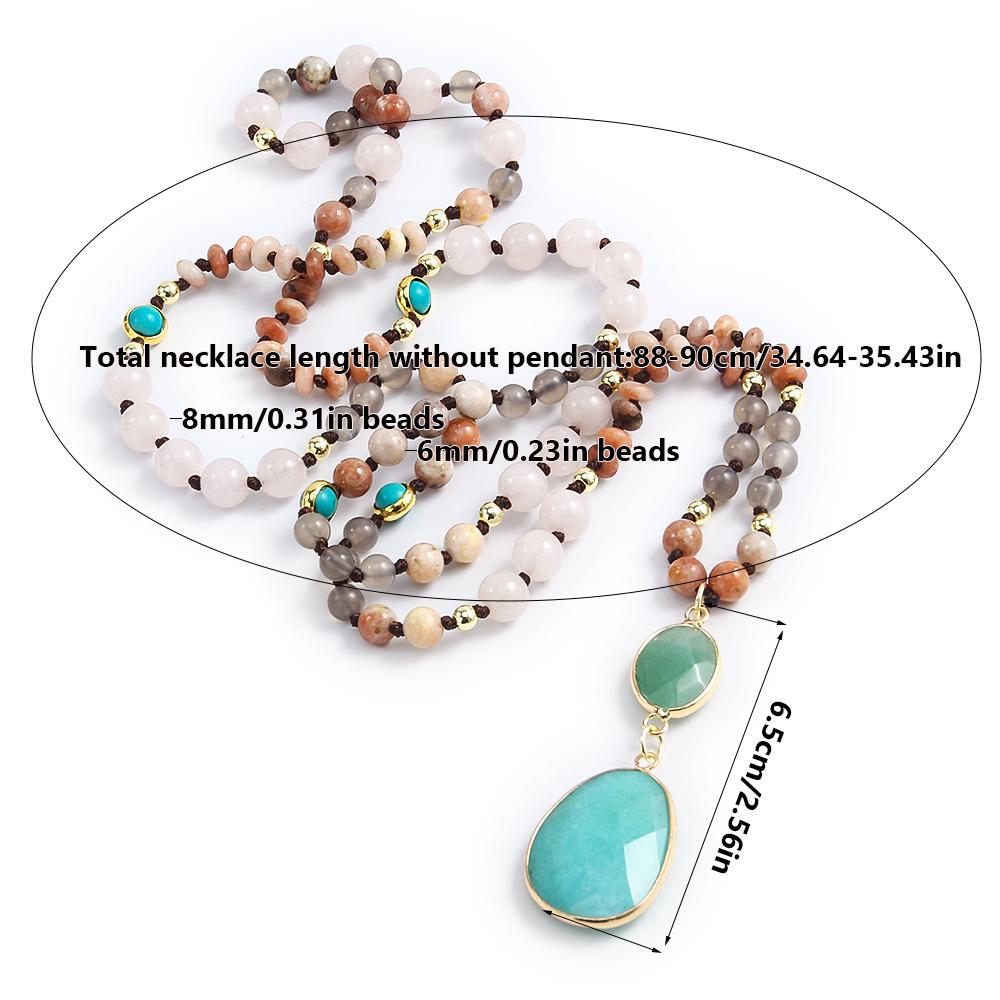 Fashion Exquisite Bohemian Jewelry Women's Prayer Yoga 108 Mala Necklace Multicolor Natural Gemstone Arrow Pendant Necklace