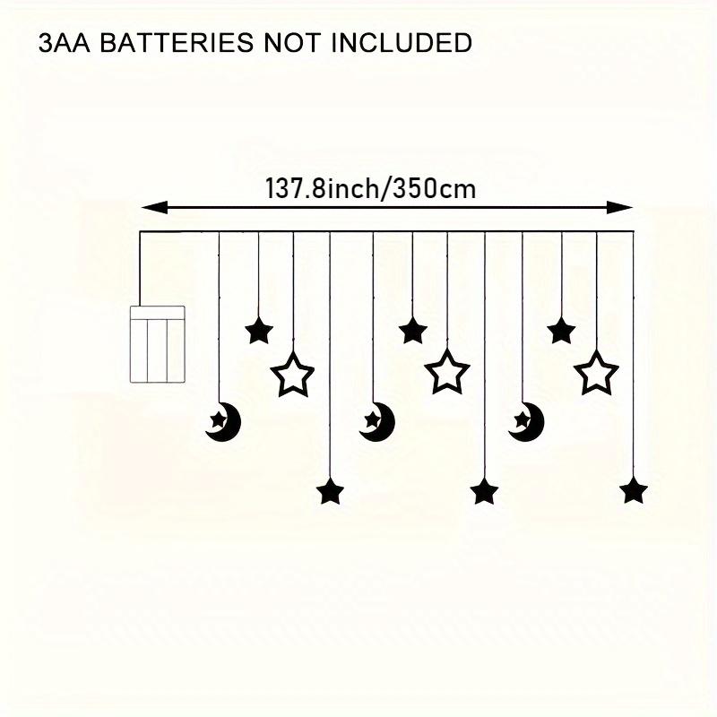 1 Set LED Fairy Curtain Lights - Star and Moon Design Hanging Decor - Battery Operated (3 AA Not Included) - Perfect Gift for Home Decor Lovers