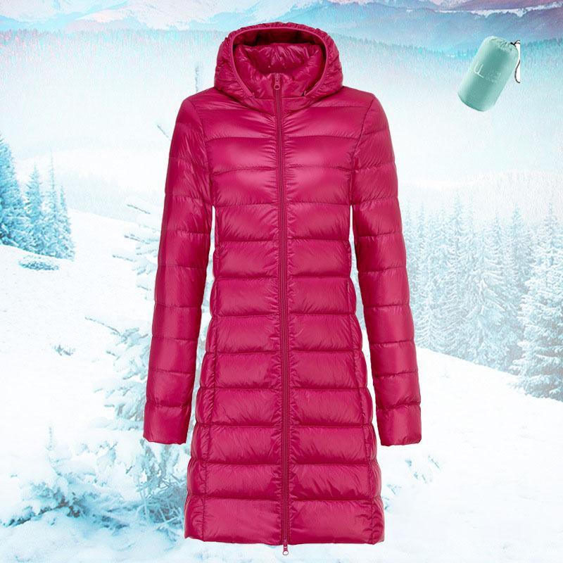 

Long Down Jacket Women Winter Ultra Light Down Jacket Women With Hooded Down Coat Female Hat Detachable XXXXXL чорний