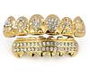 Grillz placcati in oro con diamanti, decorazione Hip-Hop con carte da gioco transfrontaliere