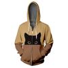 Felpa con stampa gatto cartone animato carina unisex Harajuku con zip felpa con cappuccio autunnale hip-hop larga