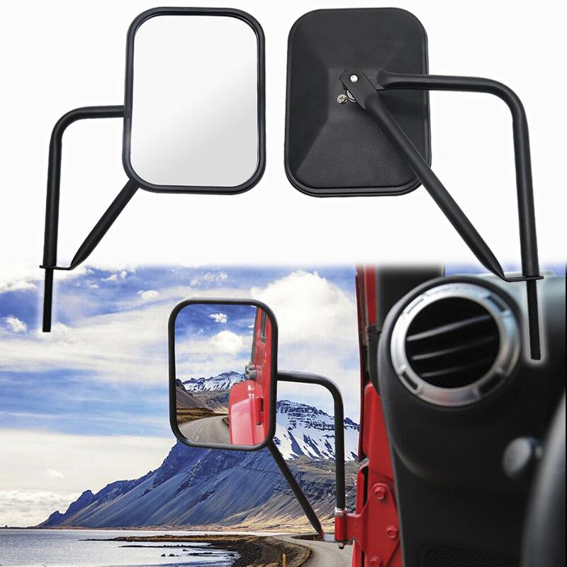 

1 Pair Quick Release View Mirror Rectangular Black For Jeep Wrangler TJ JK 1997-2017