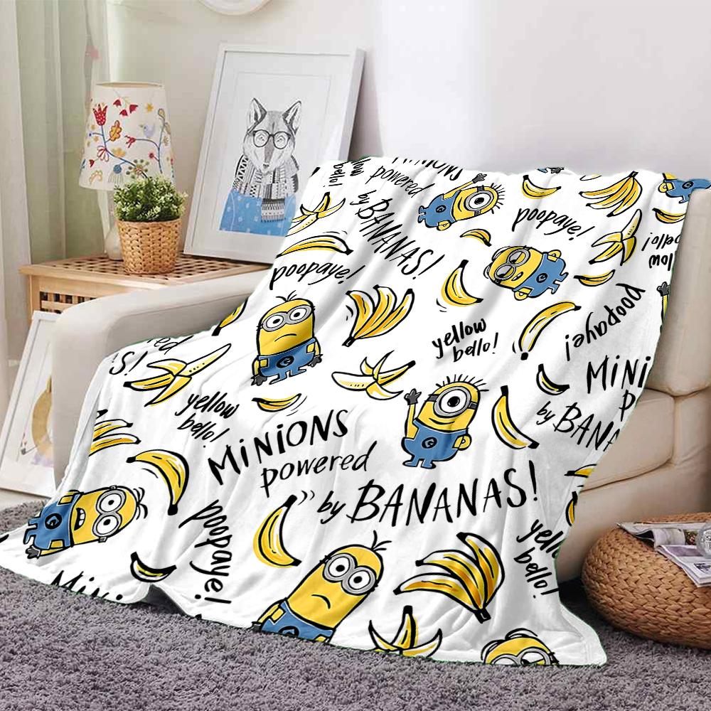 Minions Bananas Blanket Soft Throw Blanket For Home Bedroom Bed Sofa Travel Office Solid Christmas Blanket
