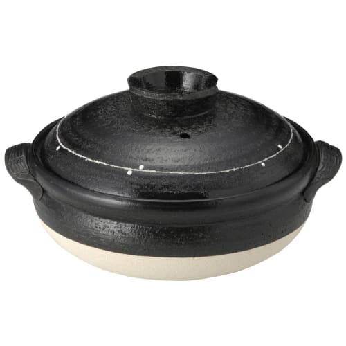 

Глиняный горшок Санто Банко-яки, черный, размер 7, на 1-2 порции, 13350 (Глубокий горшок), Черная глазурь с линейным узором