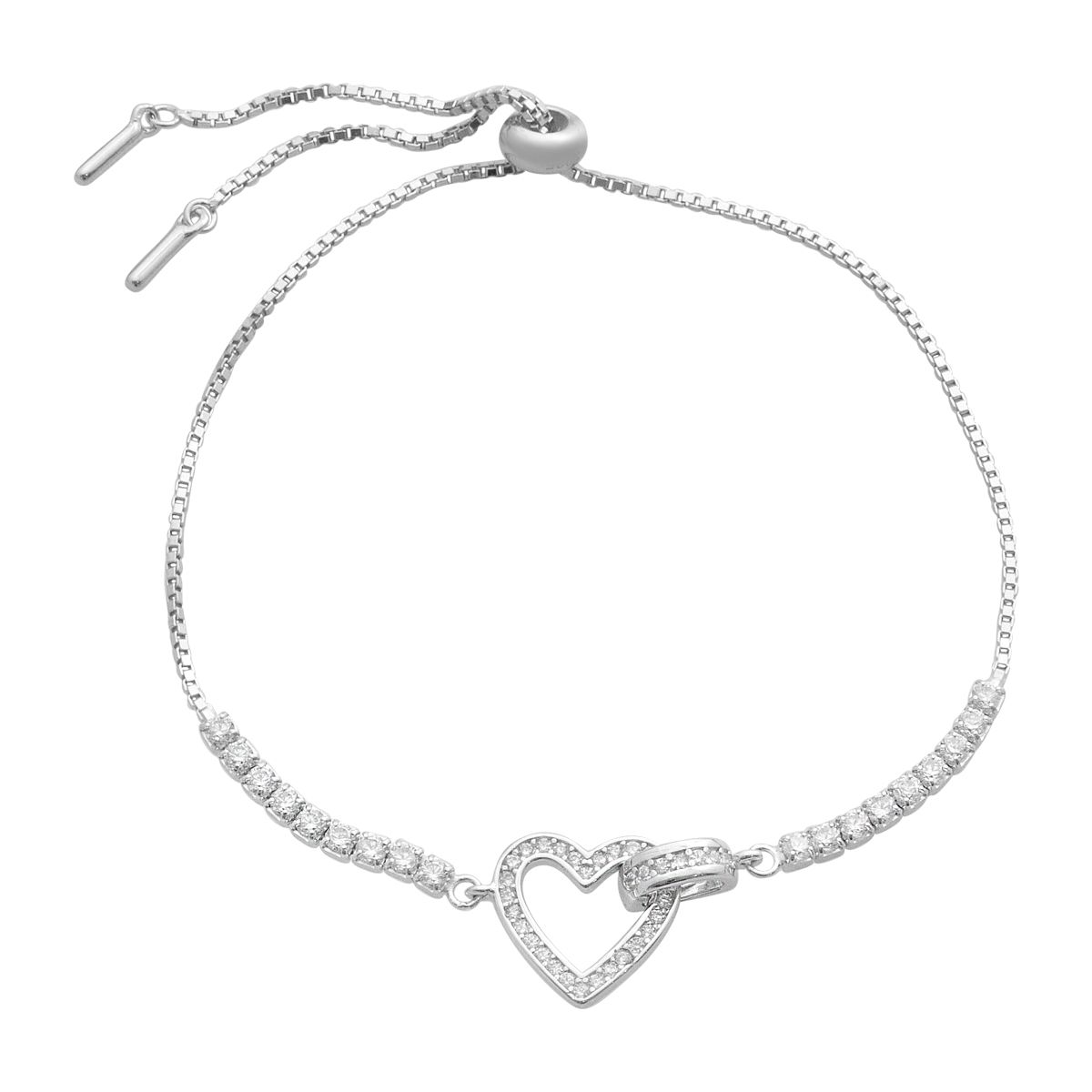 

Серебряный браслет с фианитами, вес изделия 3,5 гр (2176503) adjustable білий
