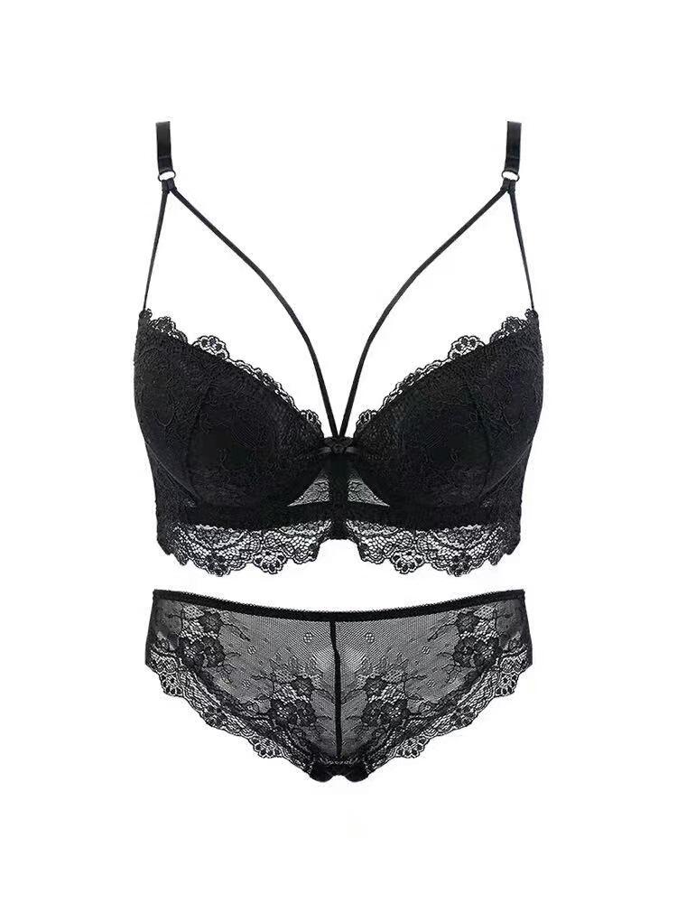 Set Sutiene cu Dantelă cu Sârmă și Chiloți Ajustabili pentru Femei - Confortabil și Elegant pentru Sâni Mici