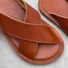 Johnature Handmade Genuine Leather Flat Slippers Soft Cowhide Soft Sole Comfortable Women's Outdoor Slides