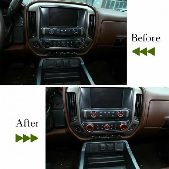 Auto Center Console Control Switch Knob Cover Trim Bezels For Chevy Silverado 14