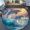 Dolphins Round Area Rug,Carpet Rug for Living Room Bedroom Sofa Playroom Decor,Non-slip Floor Mat