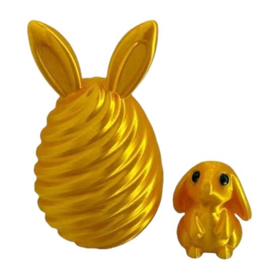 3D Printed Easter Egg with Mini Bunny Inside Spiral Bunny Egg Fidget Toy for Home Office Decor Easter Basket Stuffers for Kids Adults