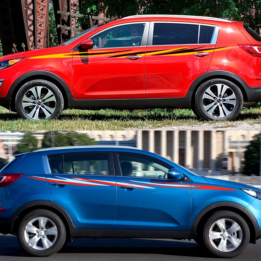 2PCS Auto Aufkleber Seite Tür Taille Linie Styling Decor Auto Zubehör Vinyl Film Aufkleber Abdeckung Für Kia Sportage 3 4 LX S EX