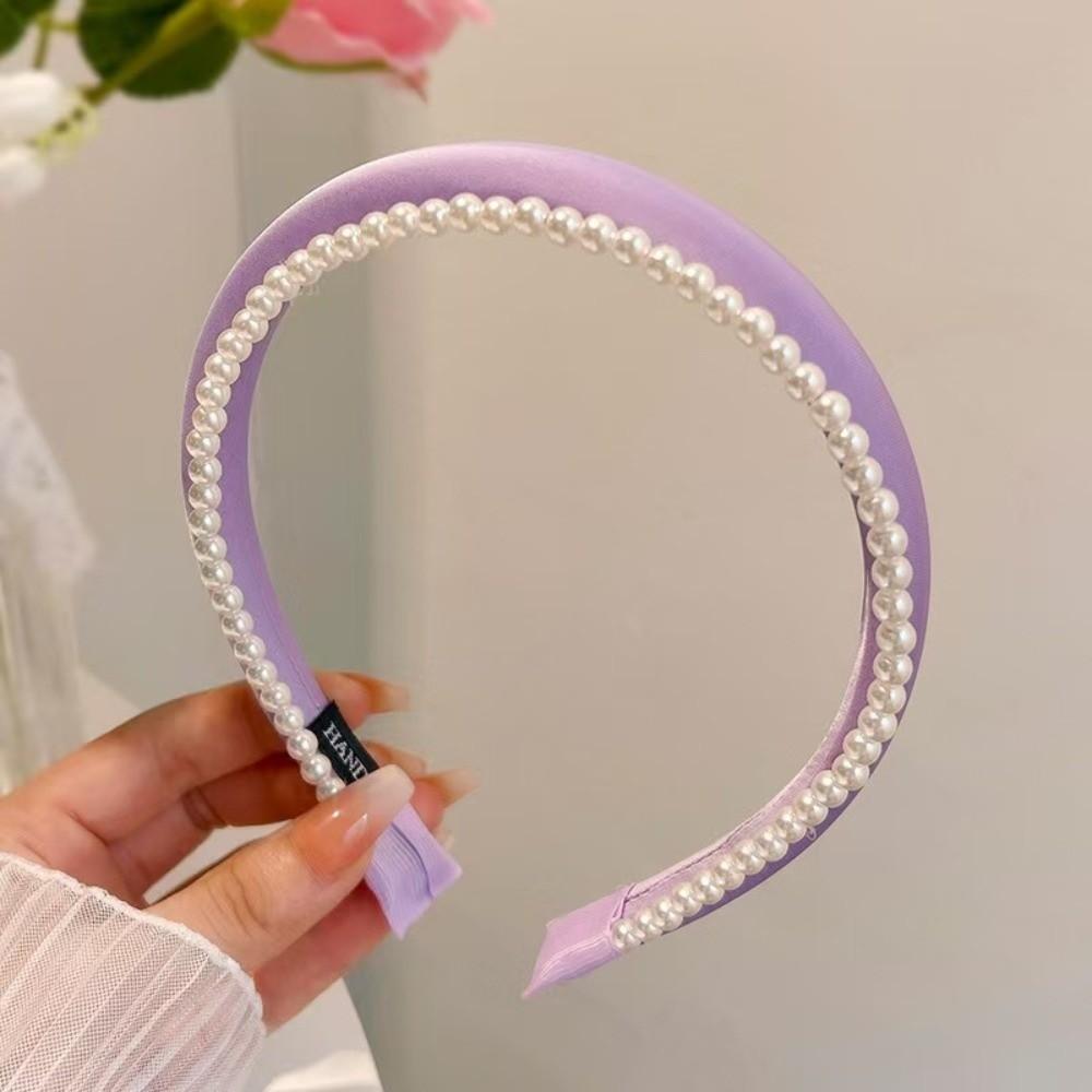 Narrow Pearl Hair Hoop Double Layer Head Hoop New Hair Band Wedding Use