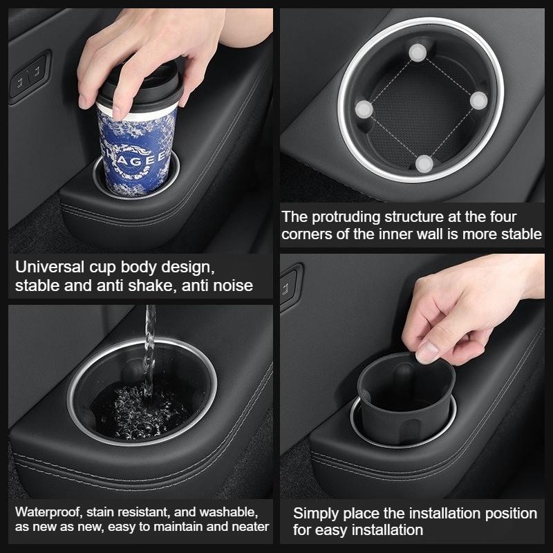 For Tesla Model YL 2025+ Third Row Silicone Water Cup Cover Center Console Water Cup Holder Organizer Storage Box Accessories