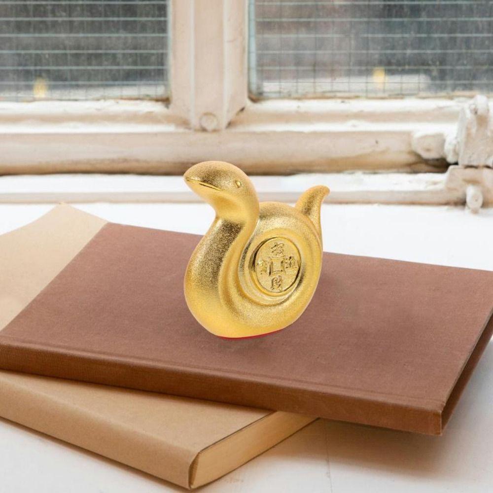 Cute Golden Snake Piggy Bank Unique Desktop Animal Jar Funny Snake Year Ornaments  Collection