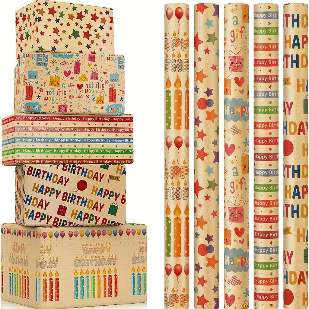 Papel de Presente Kraft Embossado de Luxo para Aniversários e Dia dos Namorados