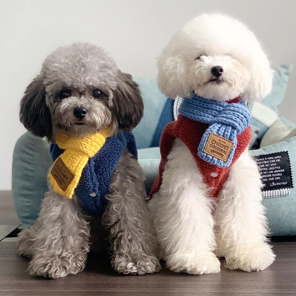 New Warm Pet Scarf Knitted Windproof Neckerchief Solid Color Coldproof Neck Warmer Puppy Accessories