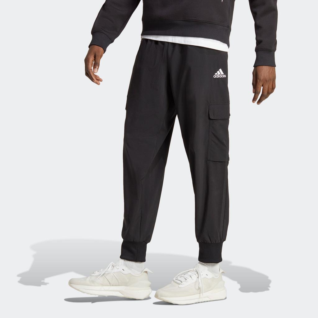 Adidas Essentials Cargo Ankle-Length Pants With Logo Cuffs Men Bottoms Black HA4348