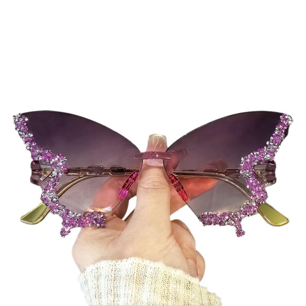 UV Protection Rimless Sun Glasses Vintage Style Cat Eye Eyewear Butterfly Sunglasses Travel Use